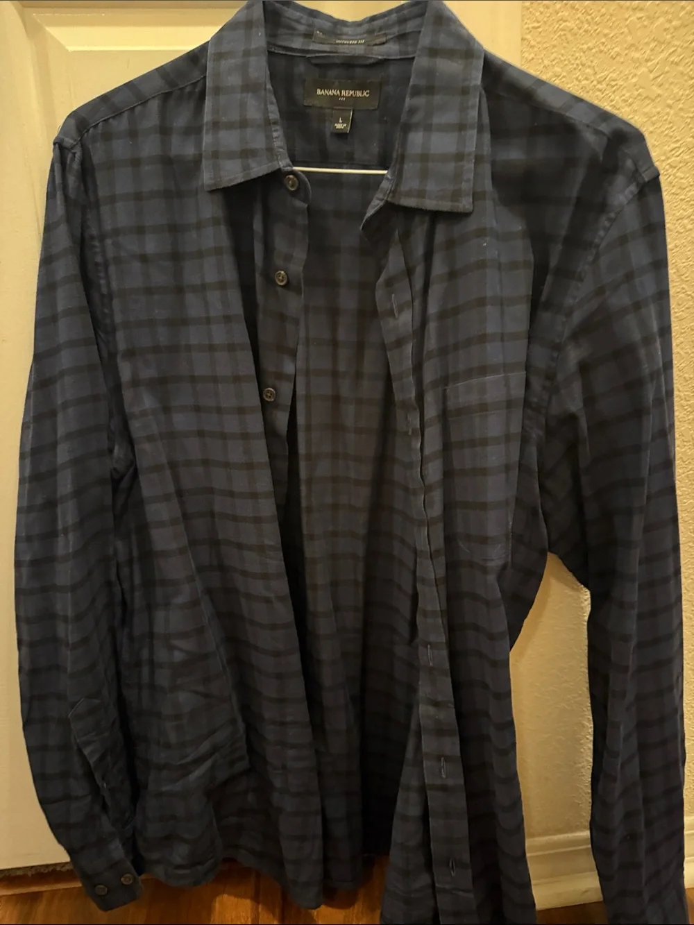 Banana Republic Dark Blue Plaid Button-Down Shirt