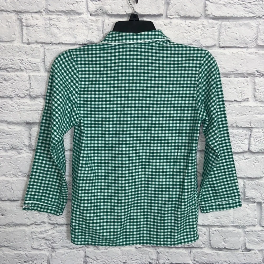 Petite Plume size 10 Green Gingham Classic Flannel Pajama Shirt
