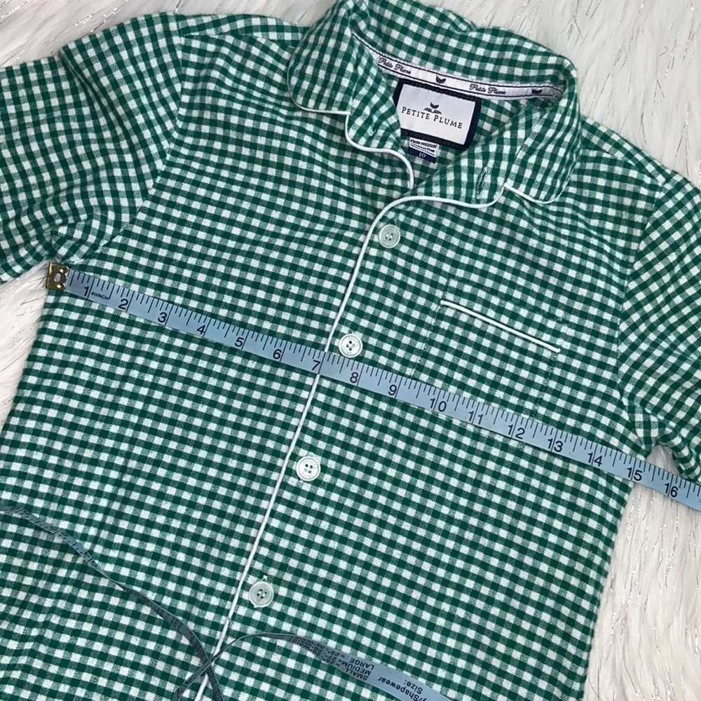 Petite Plume size 10 Green Gingham Classic Flannel Pajama Shirt