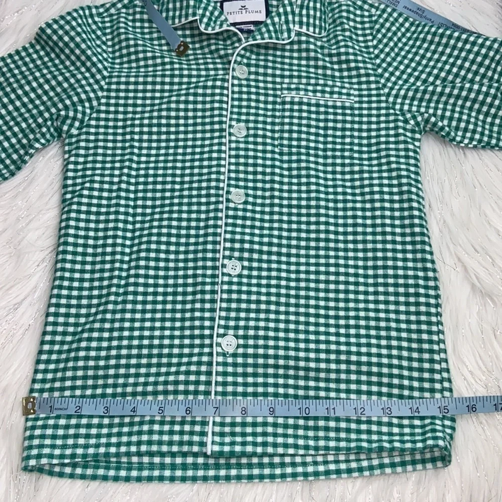 Petite Plume size 10 Green Gingham Classic Flannel Pajama Shirt