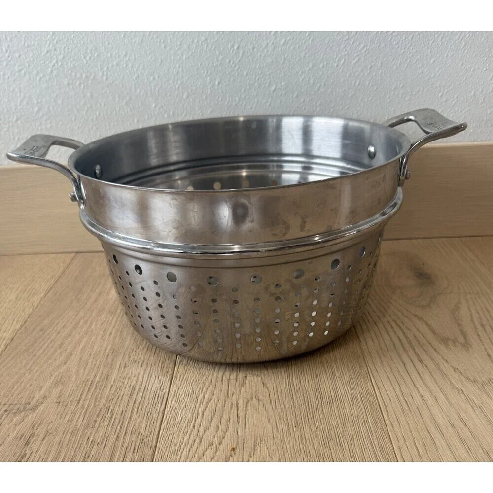 All-Clad  6 Quart Large Stockpot Stainless Steel Steamer Basket Insert Handles