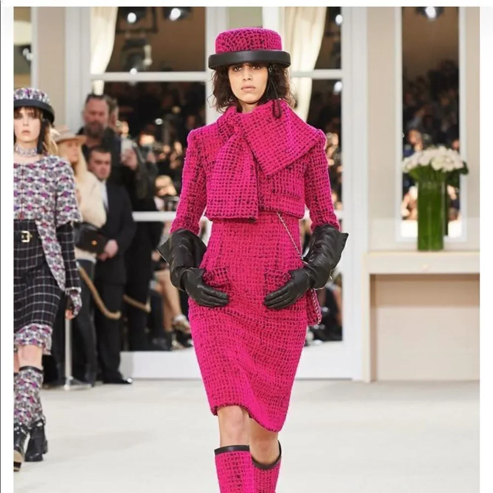 Chanel Sleeveless Tweed Dress in Magenta‎