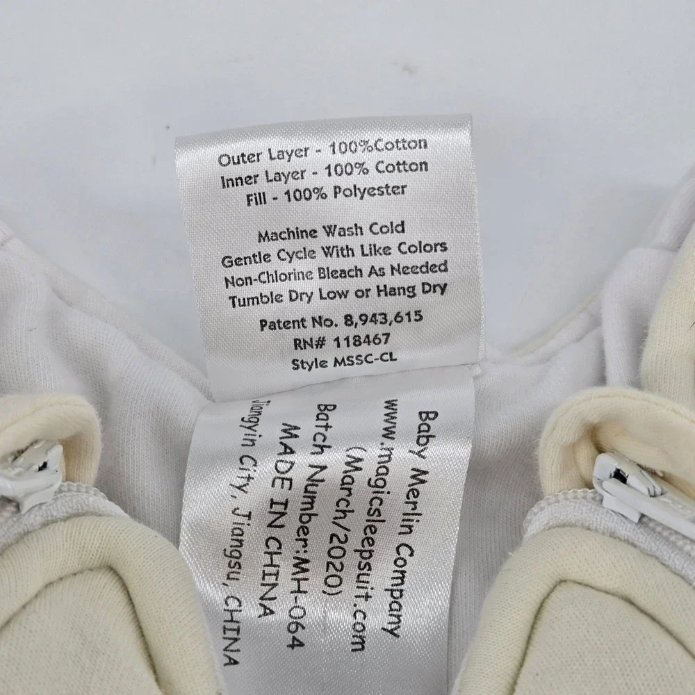 Baby Merlin's Magic Sleepsuit Cream Cotton Transition Swaddle Large 6-9 Months