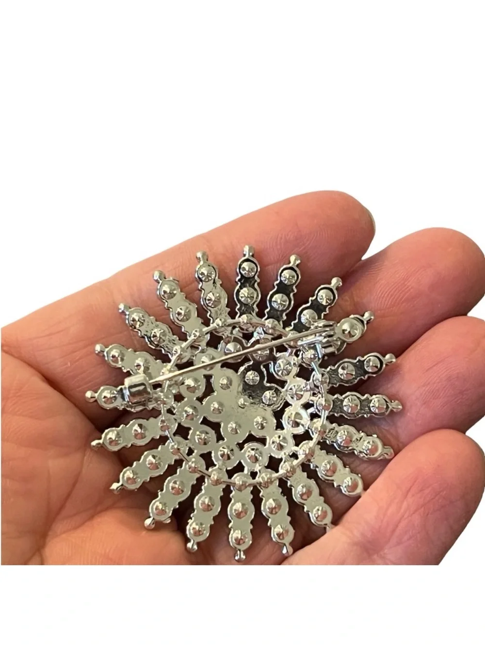 Blue Crystal and Pearl Sunburst Brooch - Elegant Hair Accent FINAL PRICE DROP