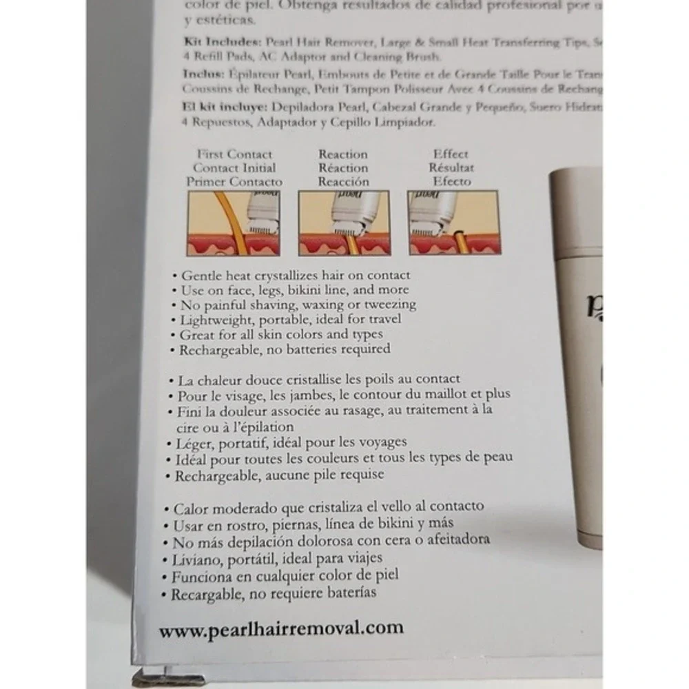 Pearl  - Hair removal system - cordless - white‎ pearlescent/chrome accents