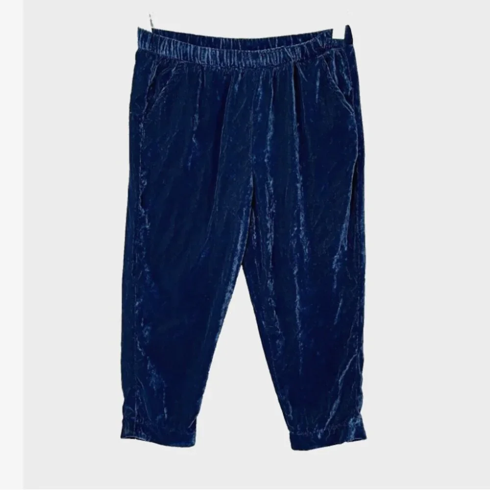 Gymboree Pants Girls XS 4 Navy Crushed‎ Velvet Velour Jogger Winter Glam Nwt