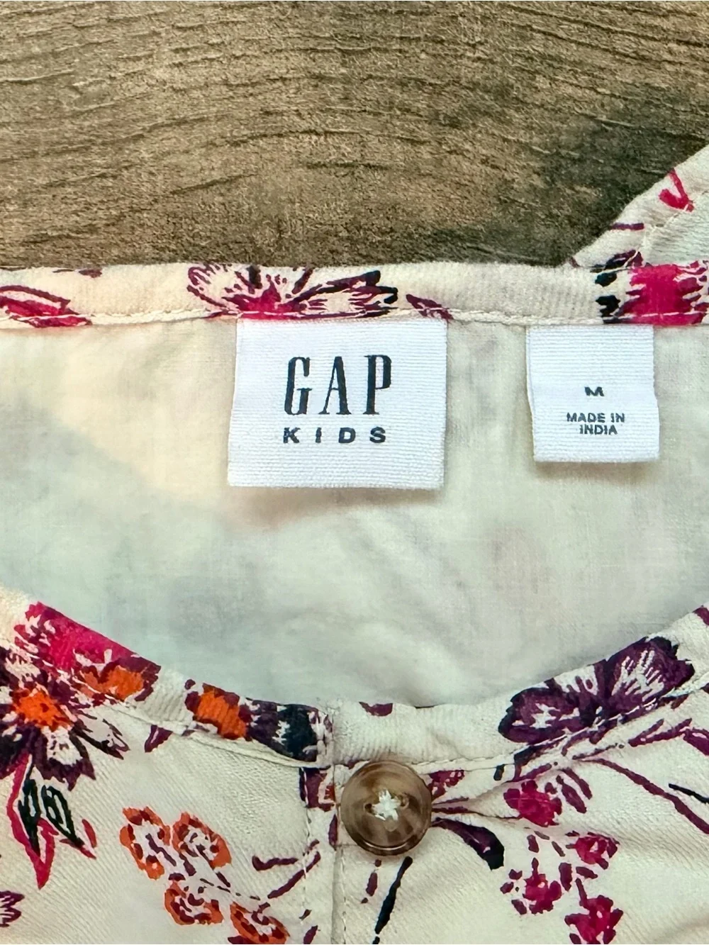 GAP Cream Long-Sleeve Floral Ruffle Top with Pink & Orange Flowers