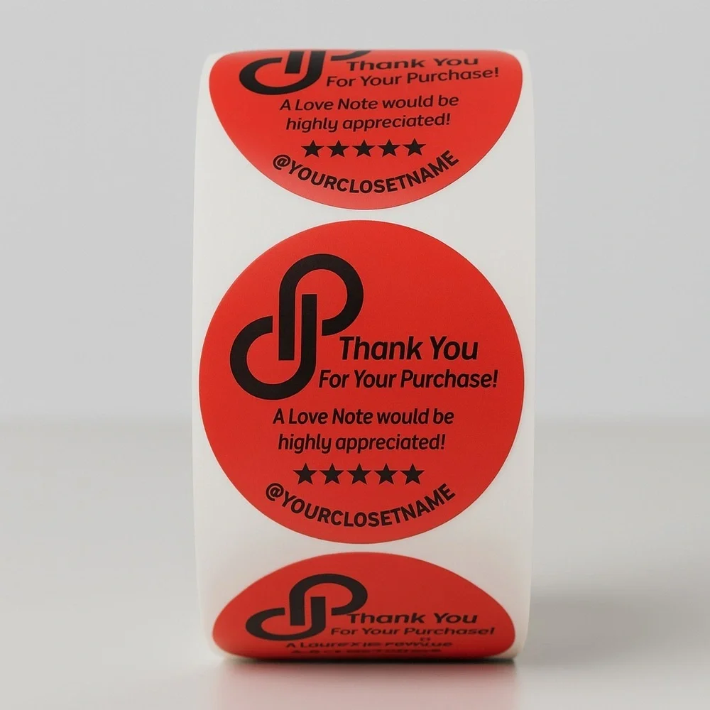 100 thank you sticker | A Love Note would be highly appreciated | custom sticker