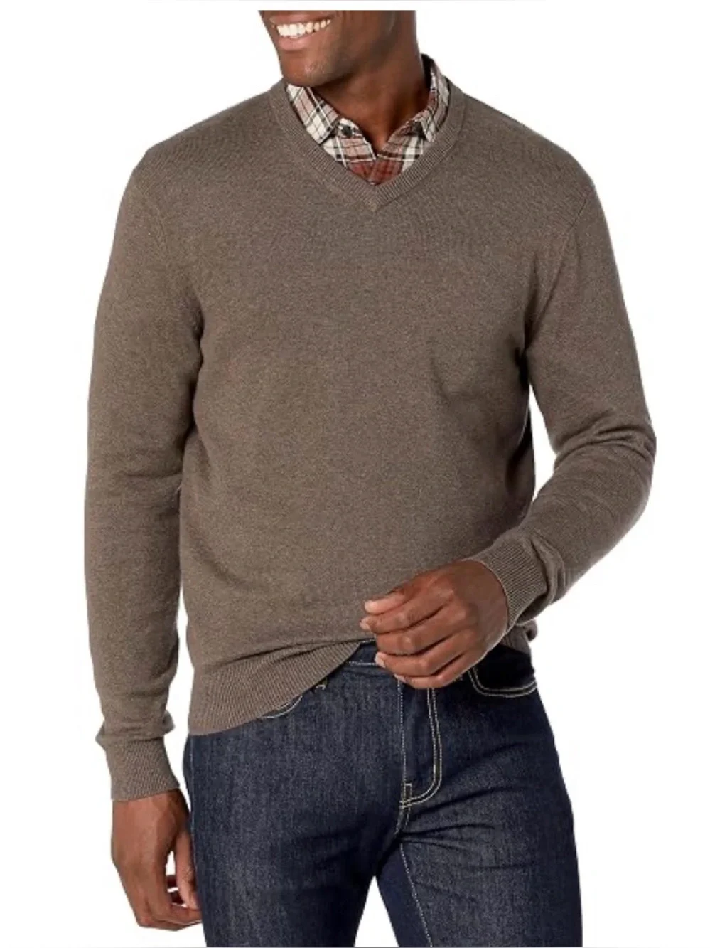Banana Republic Men’s V-Neck Cotton-Silk-Cashmere Sweater in Dark Brown