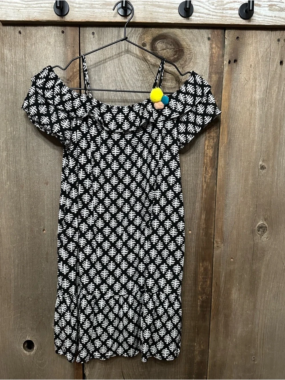 Old Navy Rayon Cold Shoulder Dress in Black & White Print Size XL 14 Girls