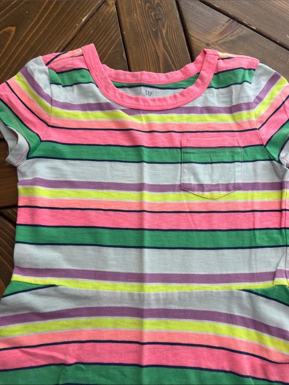 Girls' GAP Striped Pink & Green Casual Dress