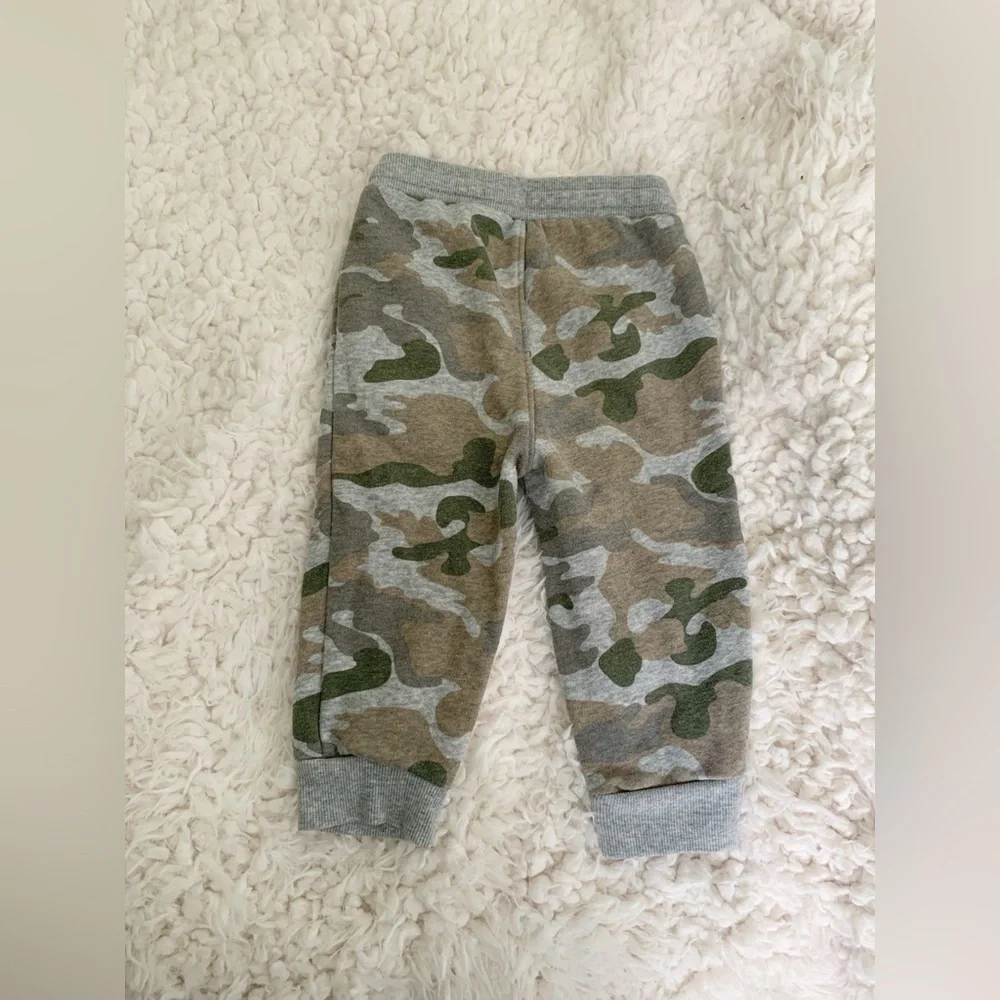 Baby Boys Old Navy Green Gray Camo Army Drawstring Jogger Sweatpants 18-24 M