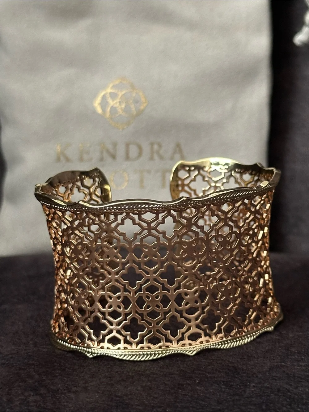 Kendra Scott “Candice” Rose Gold Filigree Open Cuff Bracelet