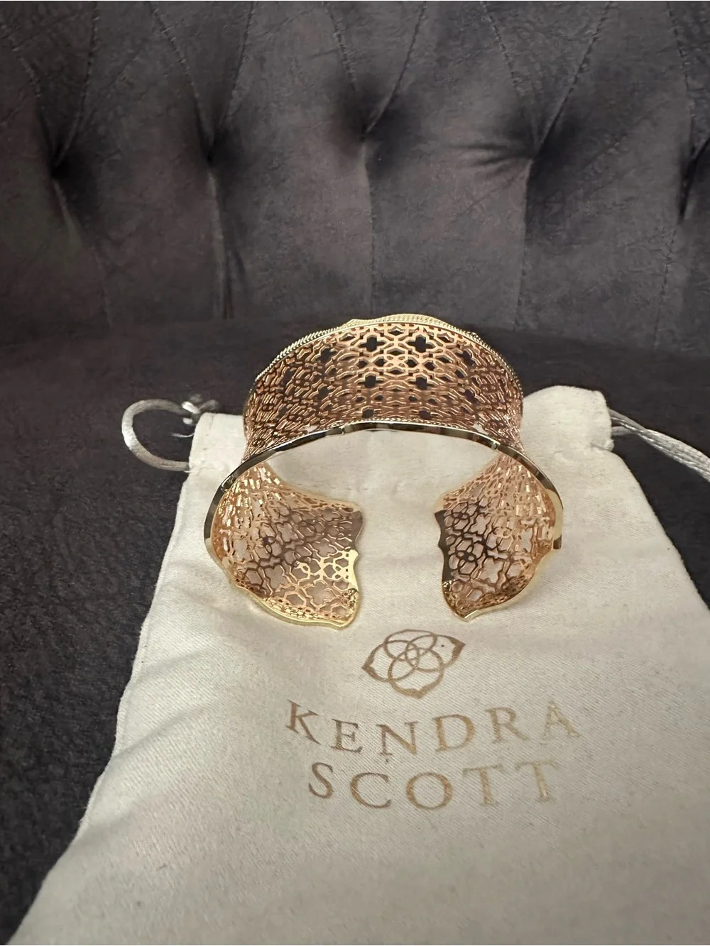 Kendra Scott “Candice” Rose Gold Filigree Open Cuff Bracelet