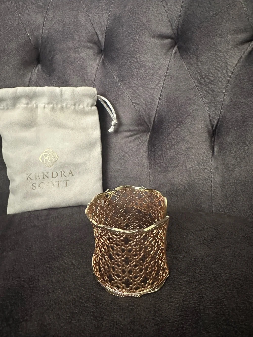 Kendra Scott “Candice” Rose Gold Filigree Open Cuff Bracelet