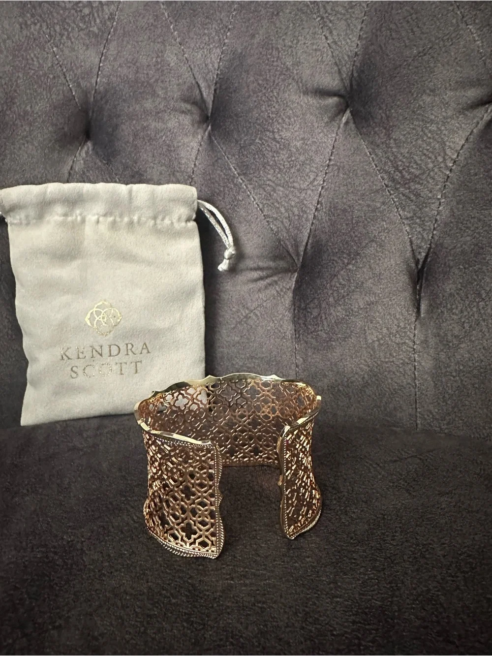 Kendra Scott “Candice” Rose Gold Filigree Open Cuff Bracelet