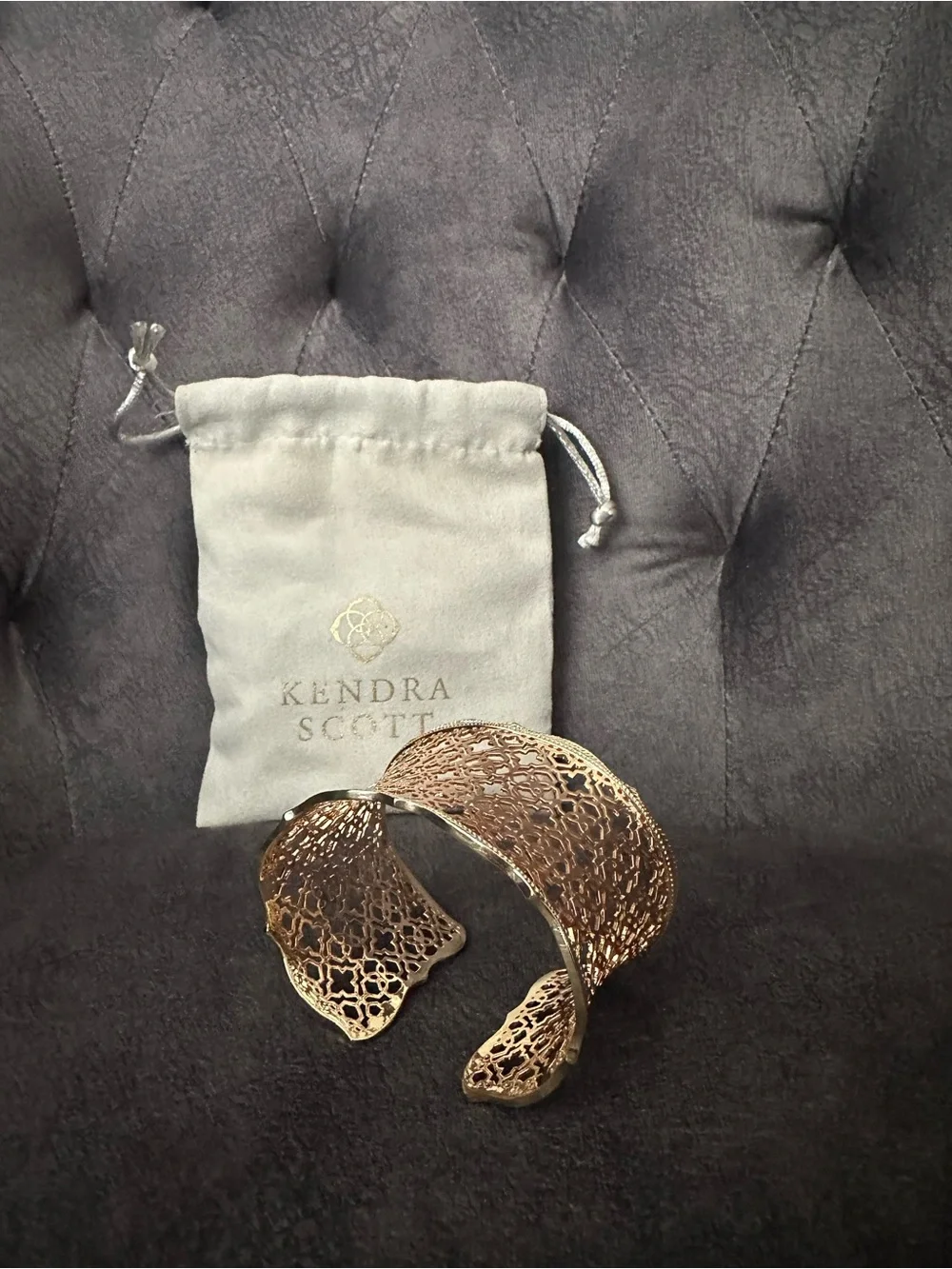 Kendra Scott “Candice” Rose Gold Filigree Open Cuff Bracelet