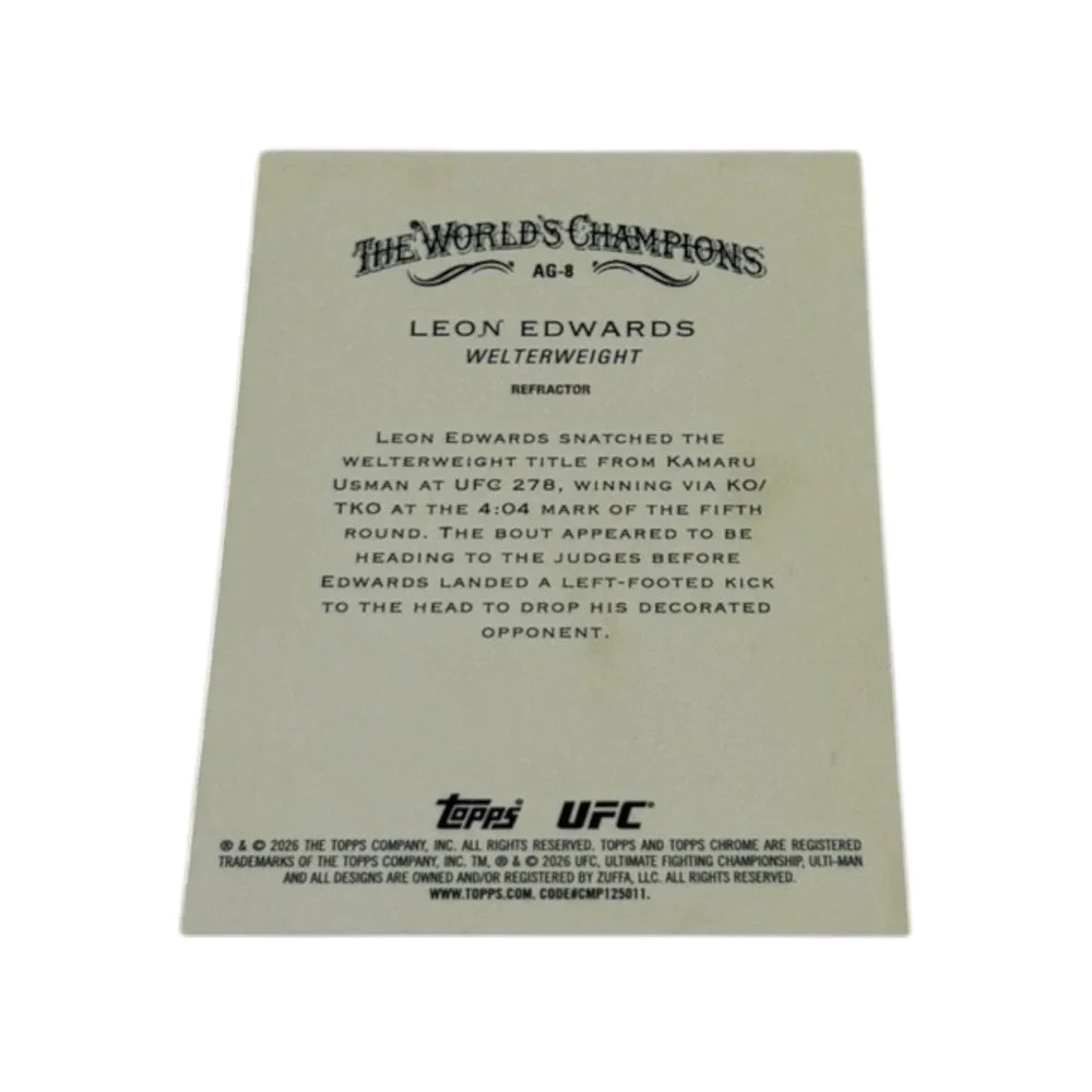 2023 Topps Allen & Ginter Chrome UFC Leon Edwards Refractor AG-8 Welterweight