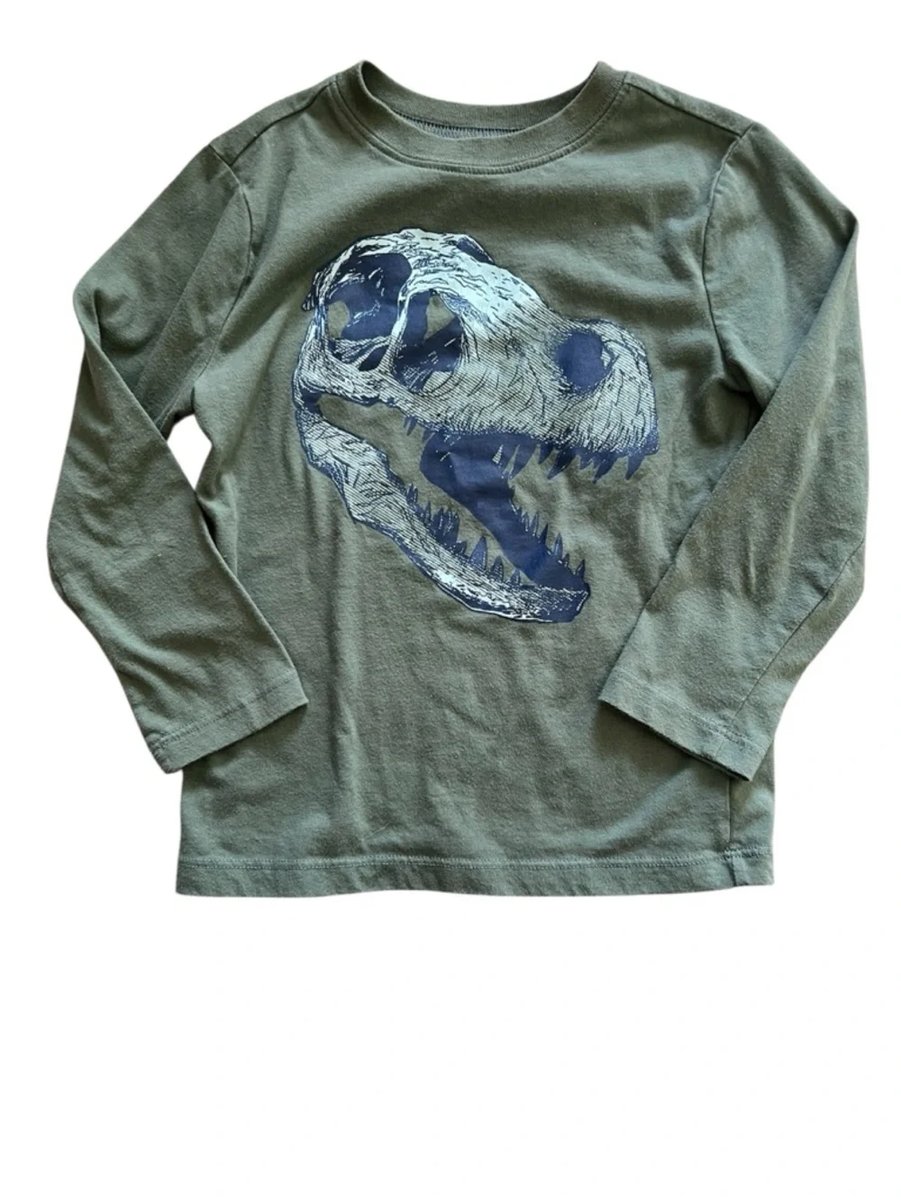 Carter’s Boys Green Long Sleeve T-Rex Skeleton Tshirt | XSmall