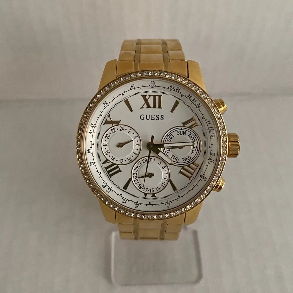 NEW GUESS Gold-Tone Classic Multi-function Watch