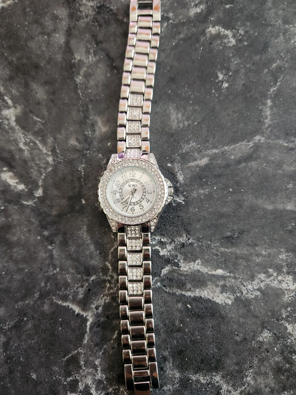 XOXO Silver Crystal-Studded Women's Bracelet Watch