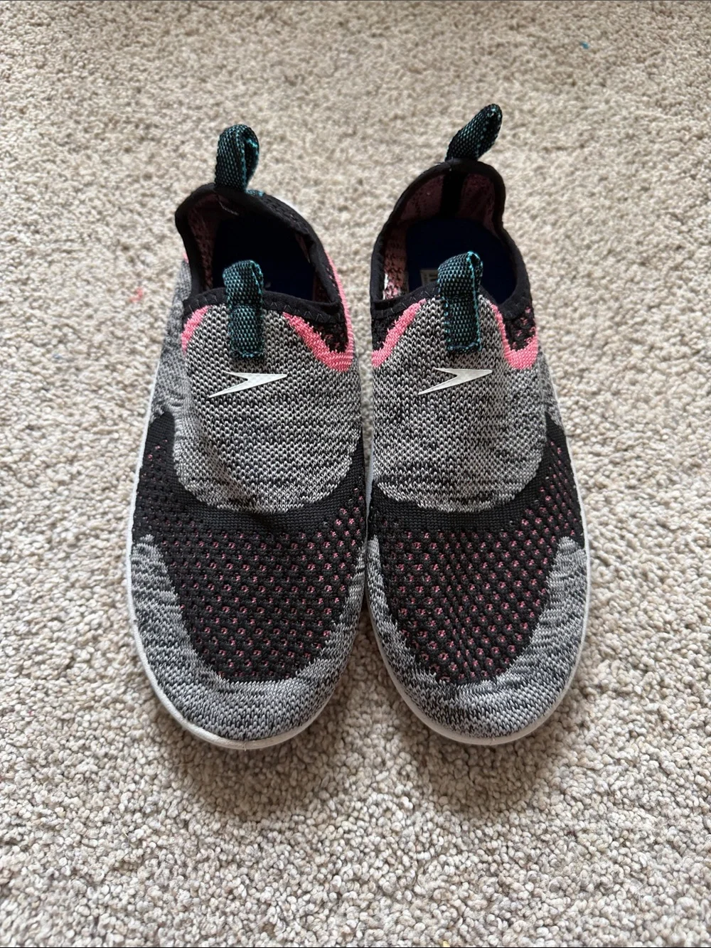 Speedo Junior Girls Surf Strider Water Shoes - Heather Gray & Pink Medium 2/3