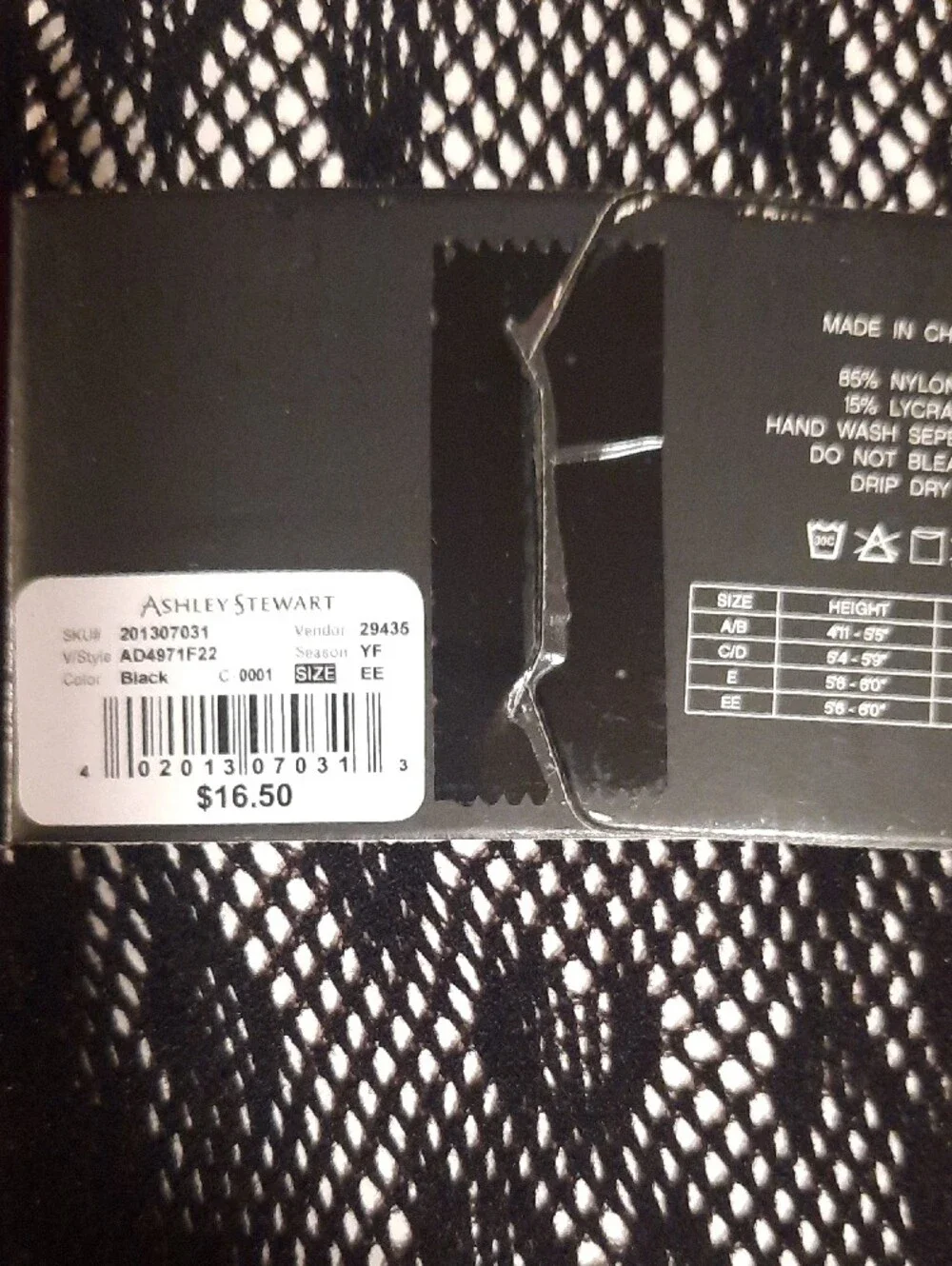 Ashley Stewart Black Patterned Footed Tights Bundle of 3 Size EE