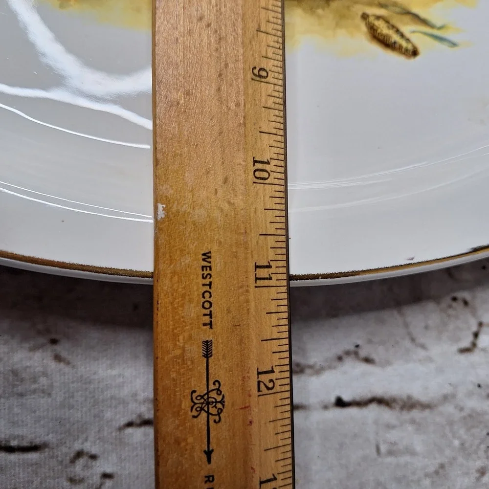 Vintage Kenilworth USA Turkey Serving Platter Thanksgiving Oval Gold Rim 15x11in
