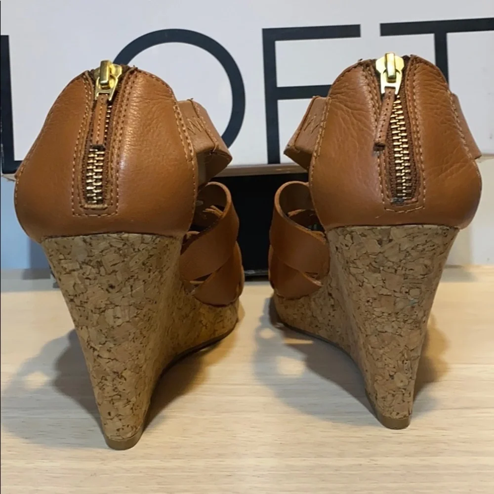 Ann Taylor Loft Studded Leather Wedge Sandals