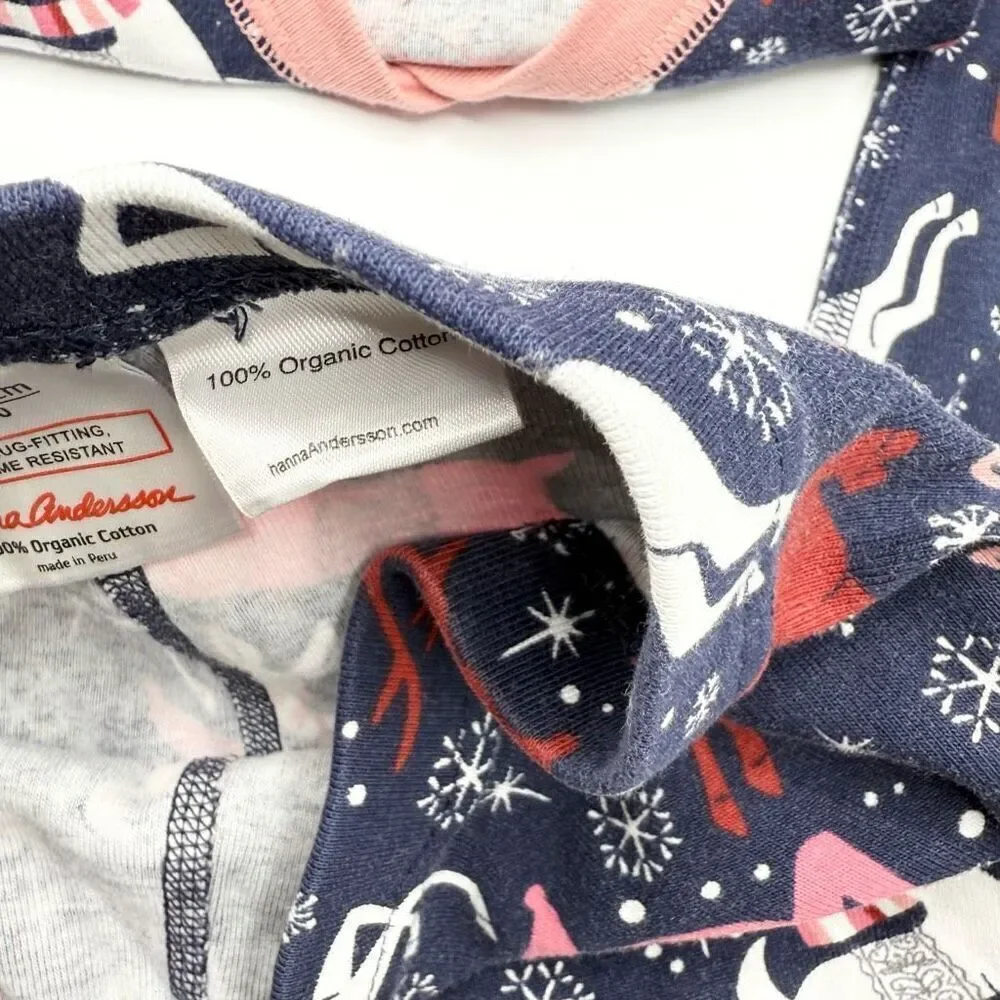 Hanna Andersson Long Johns Holiday Pajama Set Reindeer Print - Kids US 12 / EU 1