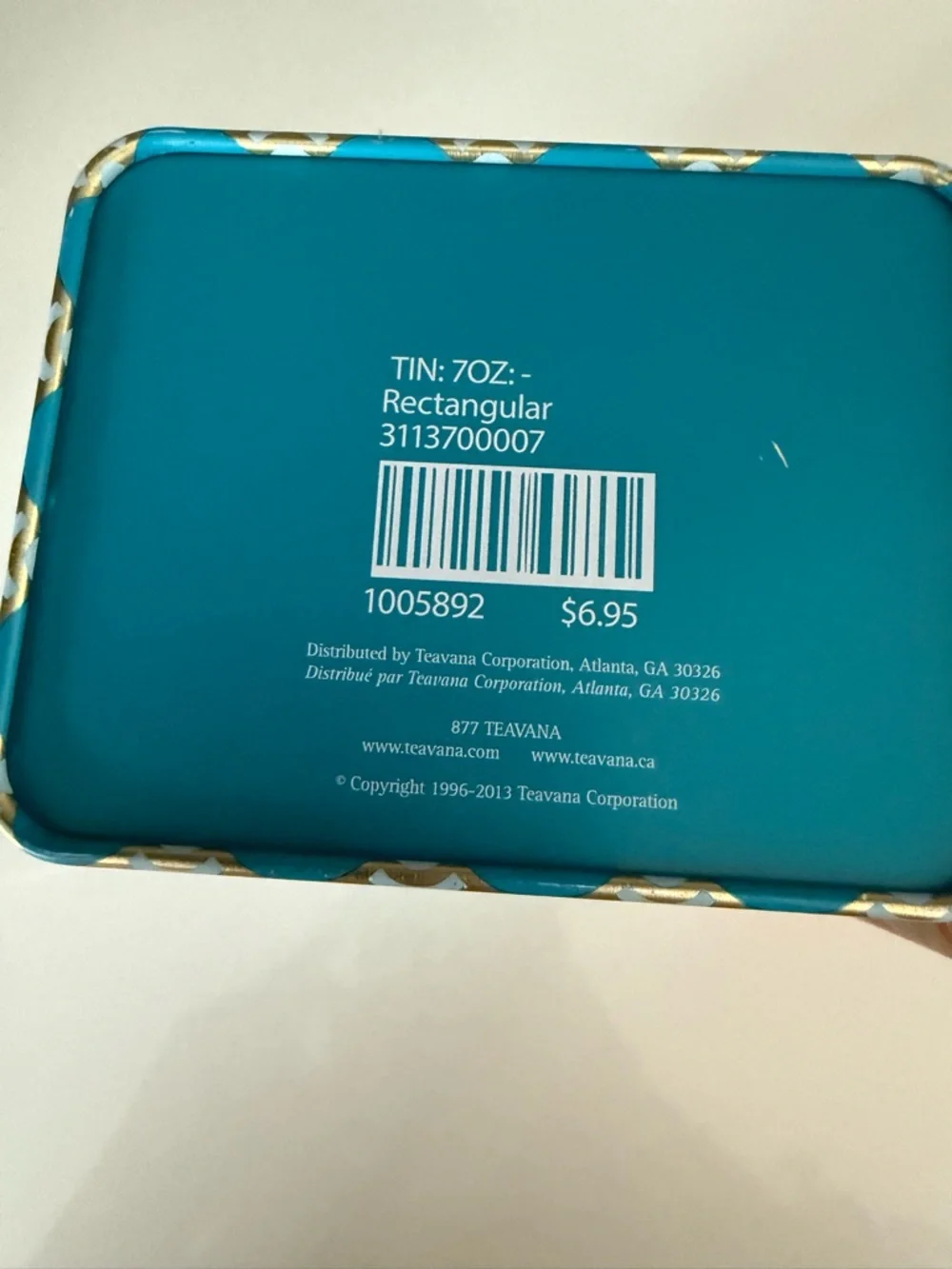 Teavana Collection of Three Rectangular Empty Tins Orange and Blue