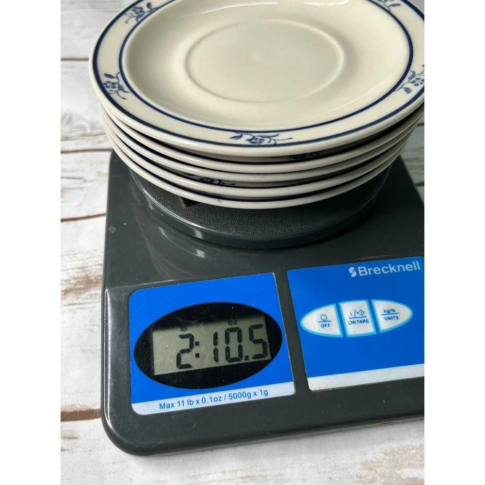Brick Oven Stoneware Saucers in the Scandia Blue Pattern - Set of 5 6.25