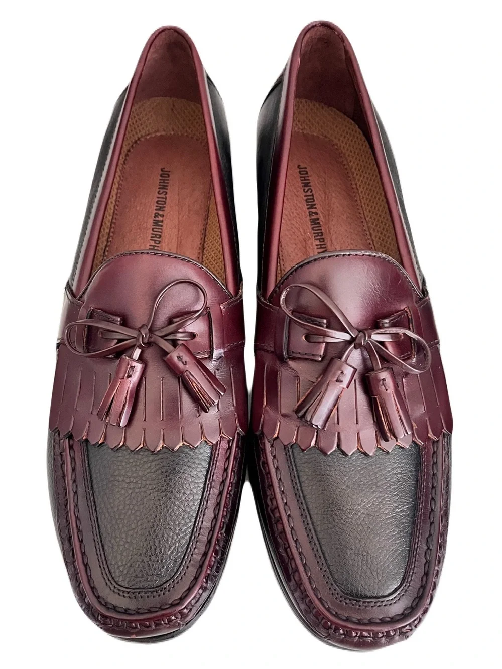 Johnson & Murphy ‘Aragon II’ Black and Burgundy Kiltie Tassel Loafers, Size 13W