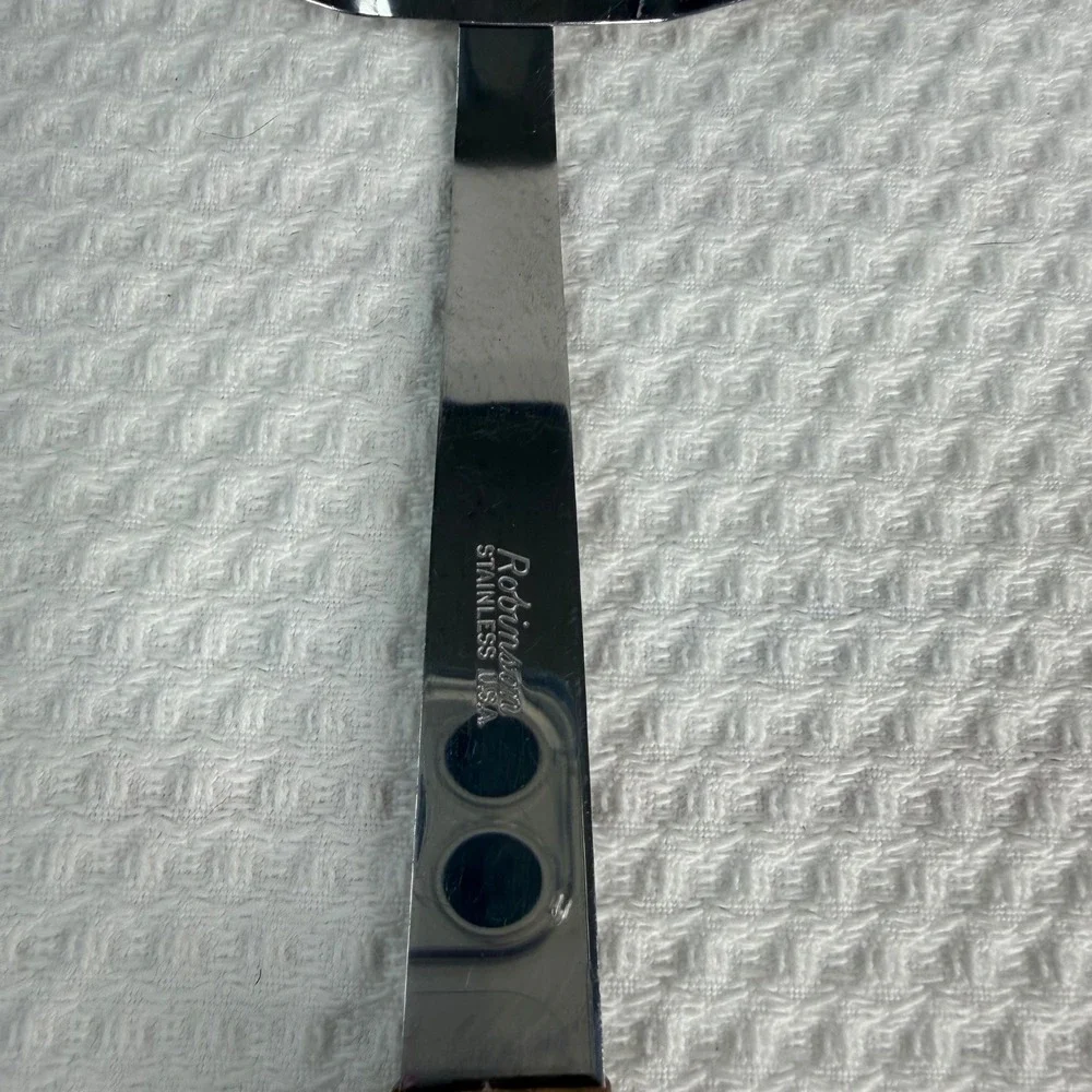 VTG Robinson Stainless USA Spatula Wood Handle Wide Curved Slotted Turner