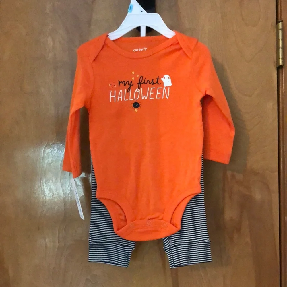 My First Halloween gender neutral pumpkin 100% cotton 2 piece set