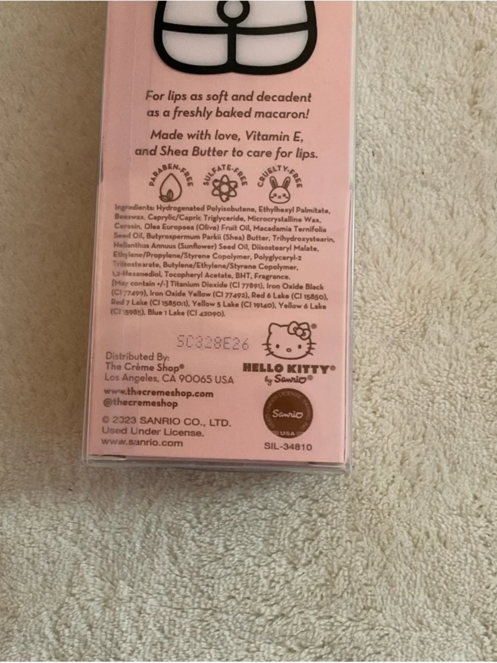 The Crème Shop x Hello Kitty Pink Macaron Lip Balm