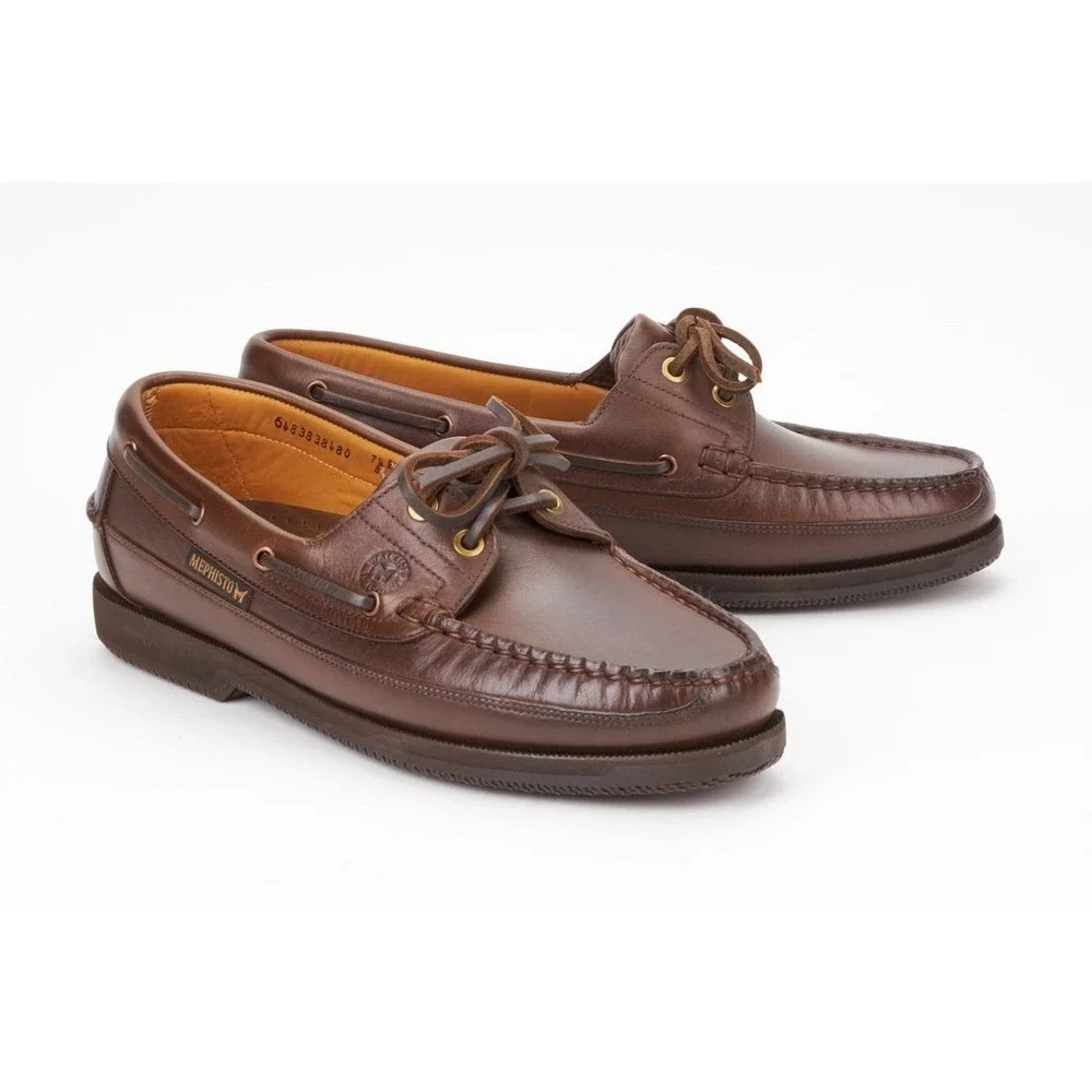 MEPHISTO Hurrikan Spinnaker Boat Shoes Loafers 10.5 US Mens Brown Leather