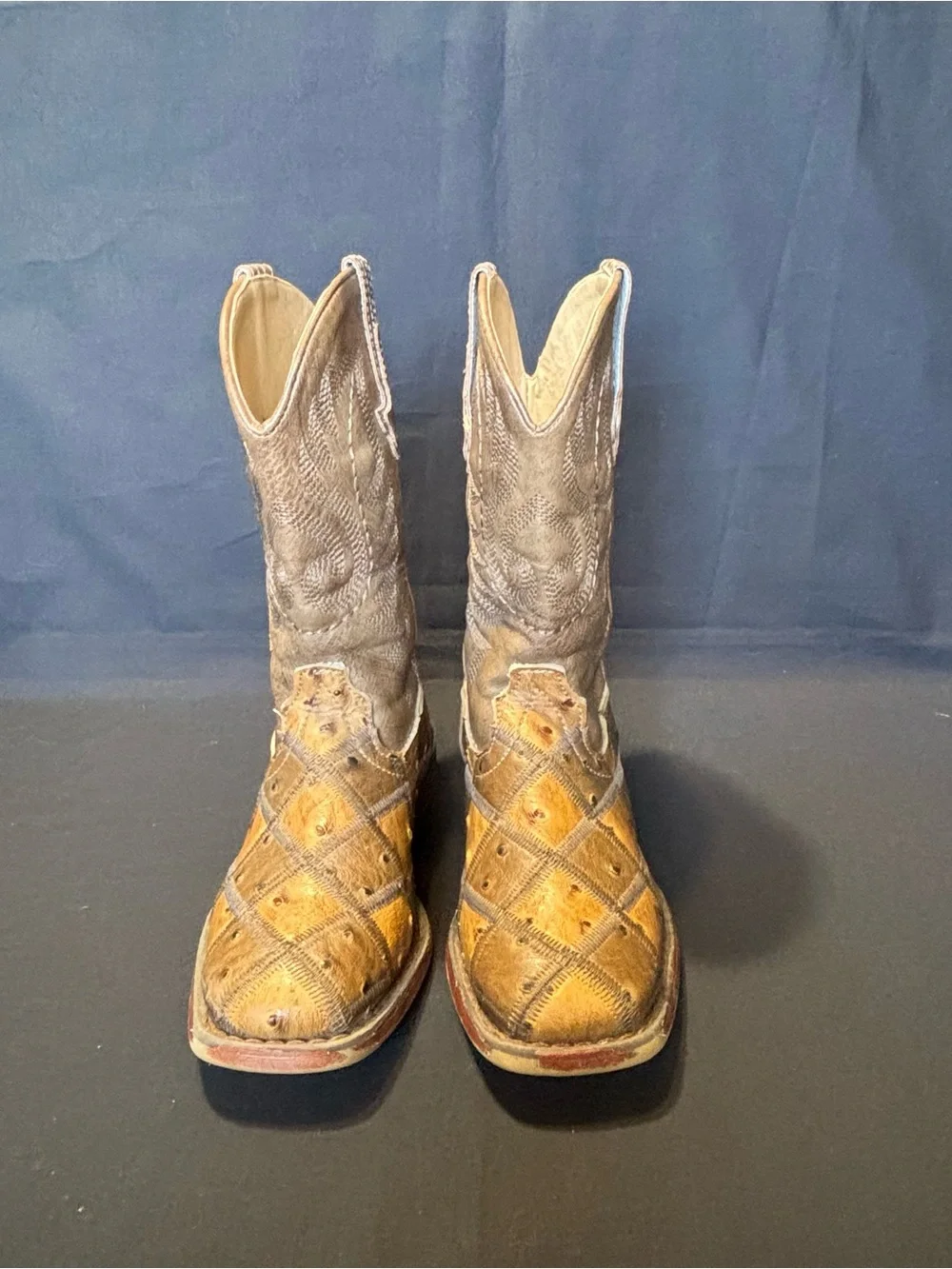 Roper Kids size 11 Bird Blocks Square Toe Western Cowboy Boots