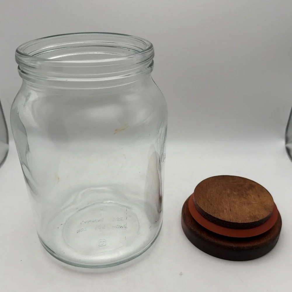 Glass Apothecary Jar with Wood Lid 4 3/4