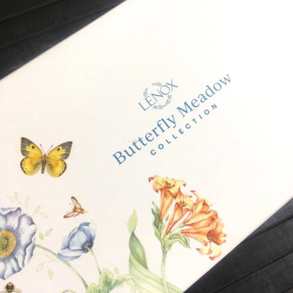 2 Lenox Butterfly Meadow Porcelain Trays LILAC FLORAL SPRIG w/ Tiger Swallowtail