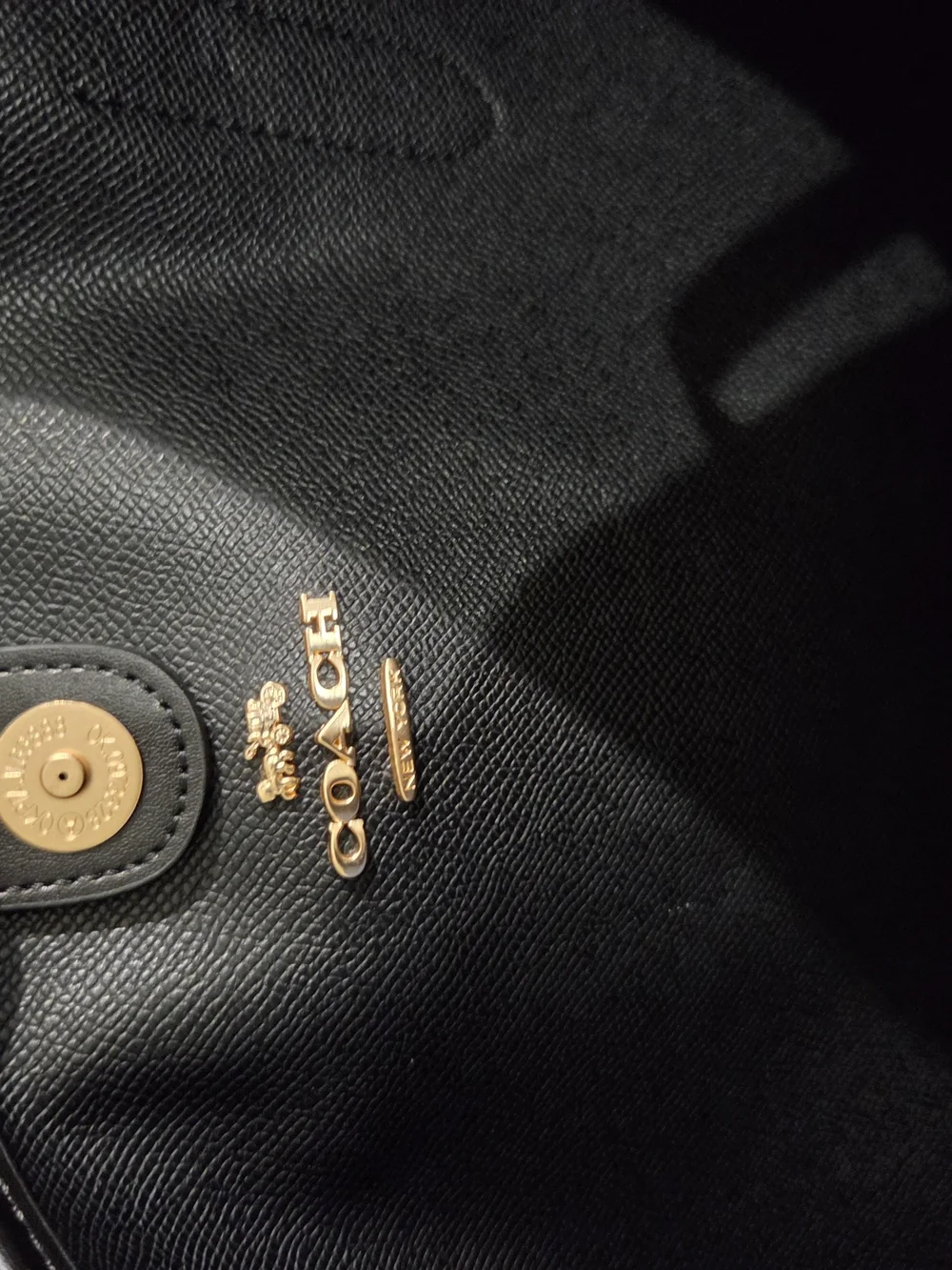 Coach Black Backpack Interior Patch Detail