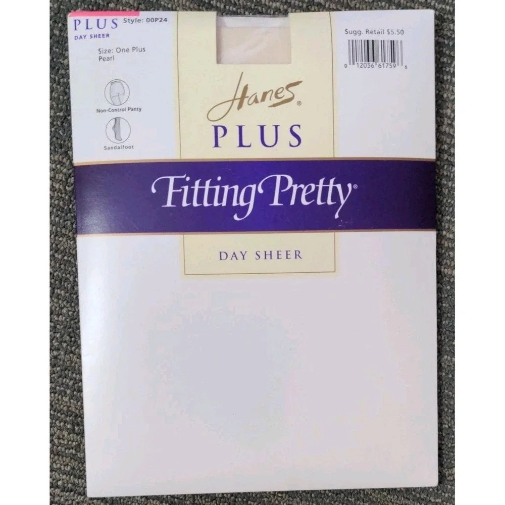 Hanes Fitting Pretty Pantyhose Plus Size One‎ 1 Pearl Day Sheer 2000 Sandalfoot