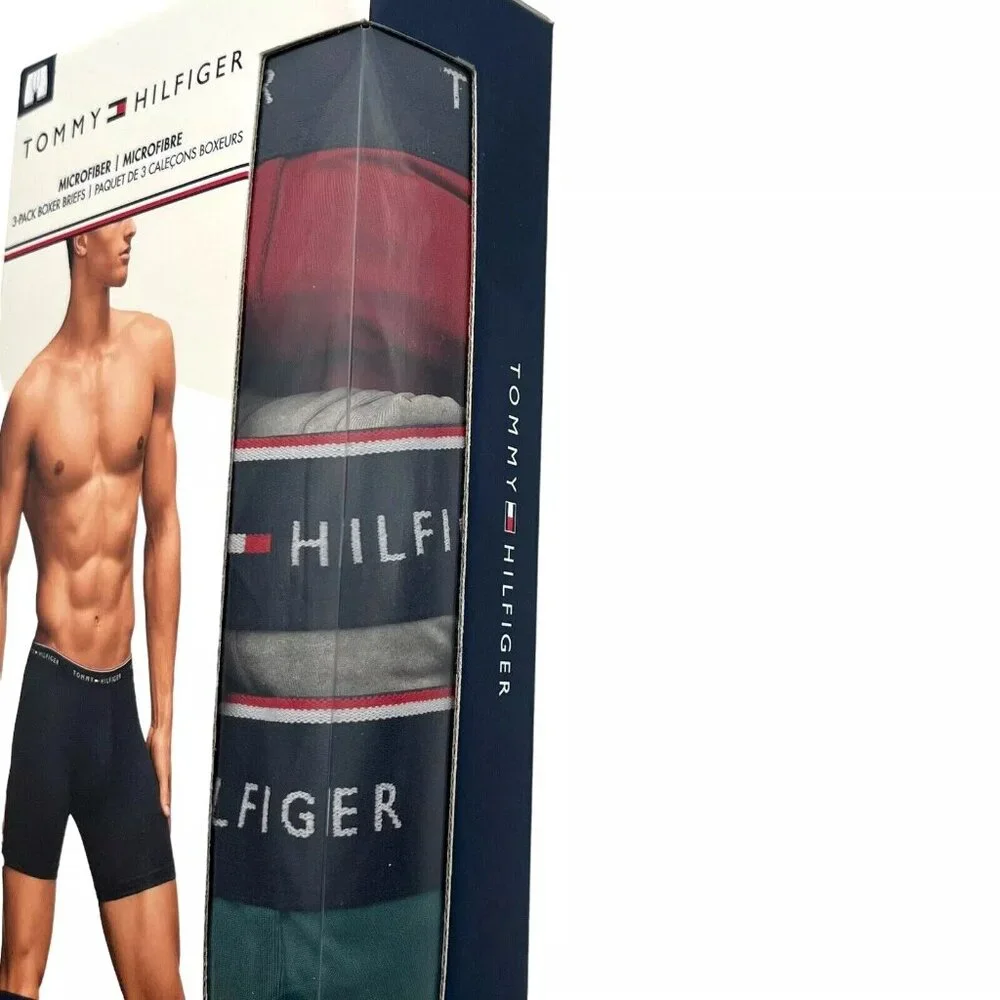 Tommy Hilfiger Mens Boxer Briefs Size XL-XXL Microfiber Underwear Multic- 3 Pack
