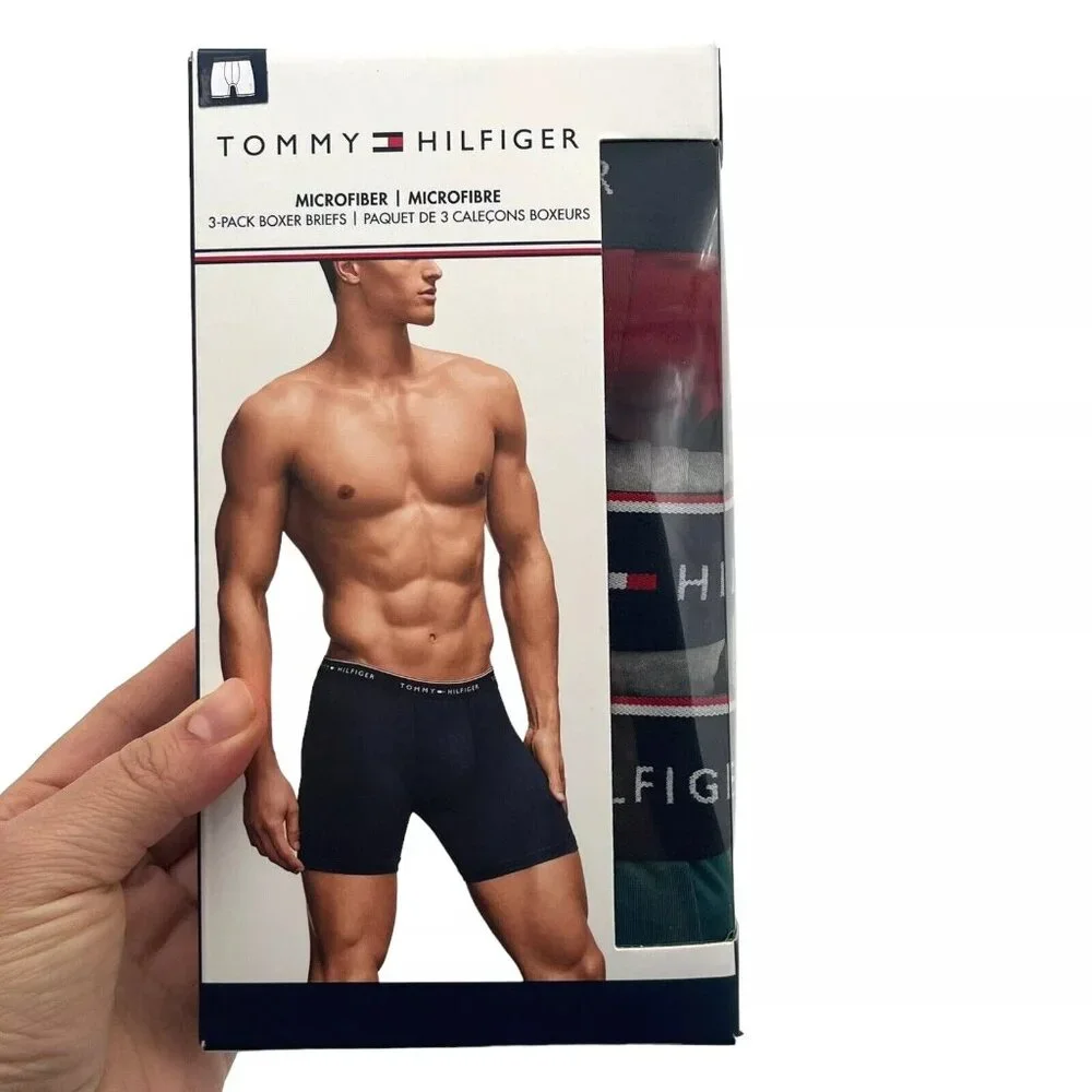 Tommy Hilfiger Mens Boxer Briefs Size XL-XXL Microfiber Underwear Multic- 3 Pack