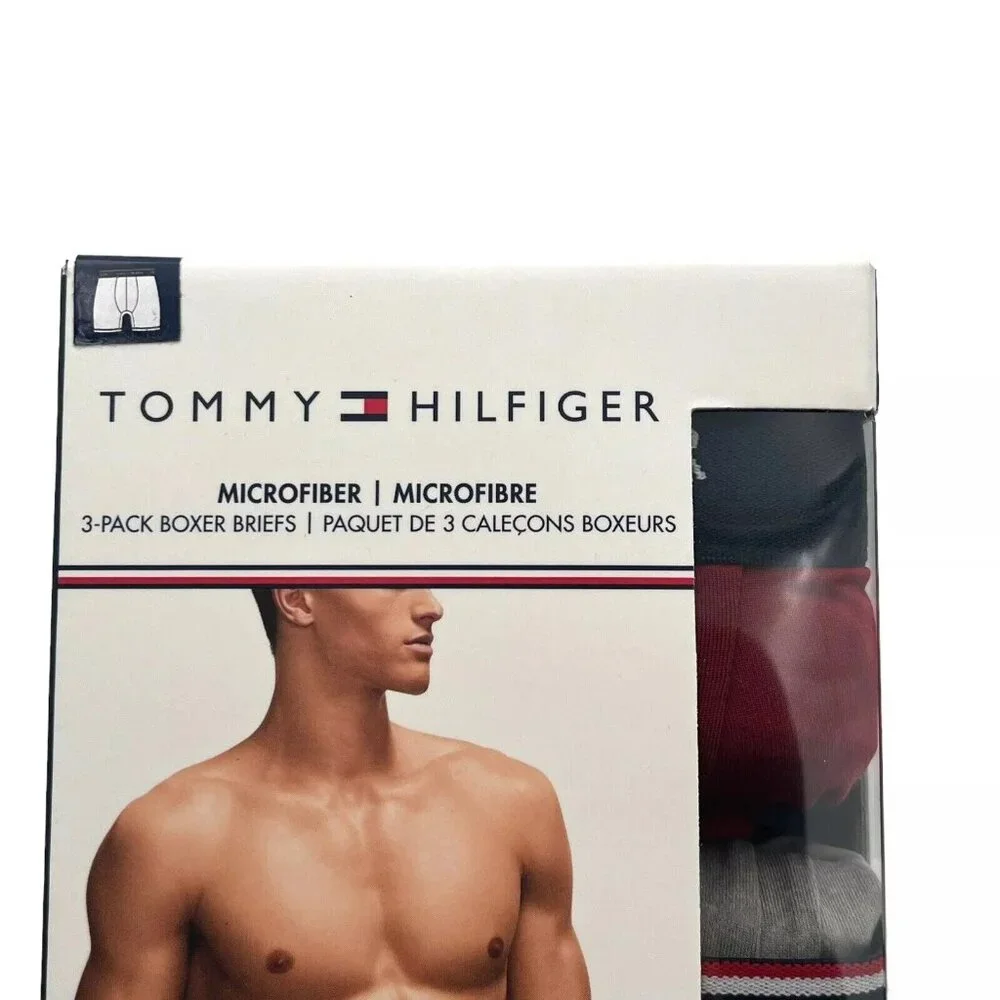 Tommy Hilfiger Mens Boxer Briefs Size XL-XXL Microfiber Underwear Multic- 3 Pack