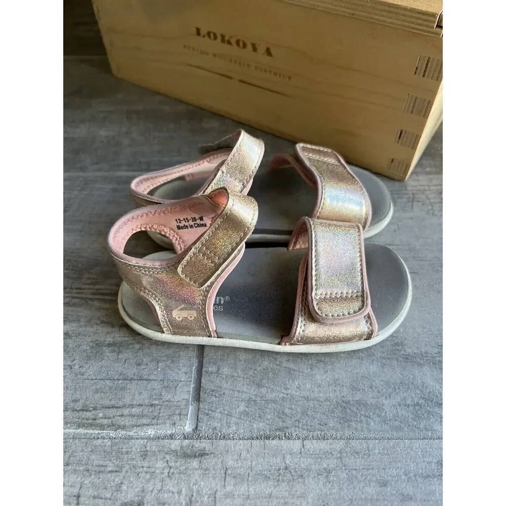 See Kai Run Toddler Girls Logan Sandal Pink Glitter Hook & Loop Adjustable 9