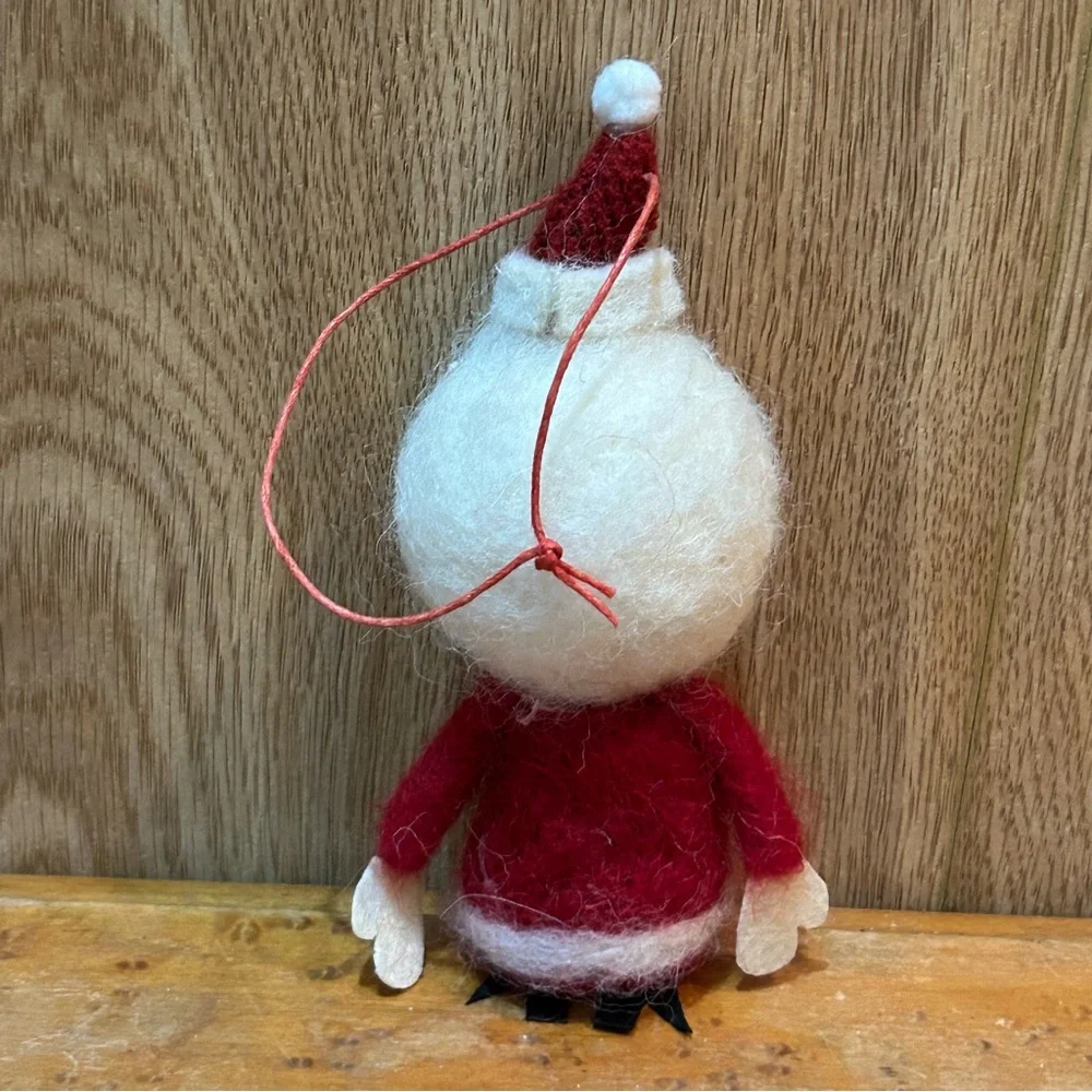 Vintage Felt Santa Ornament Christmas Hat Hands 6.5 in