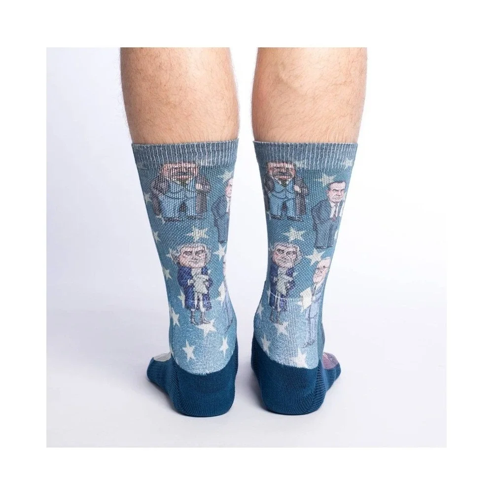 NEW Good Luck Sock Mens Past Presidents of United States Blue‎ Crew Size 8-13