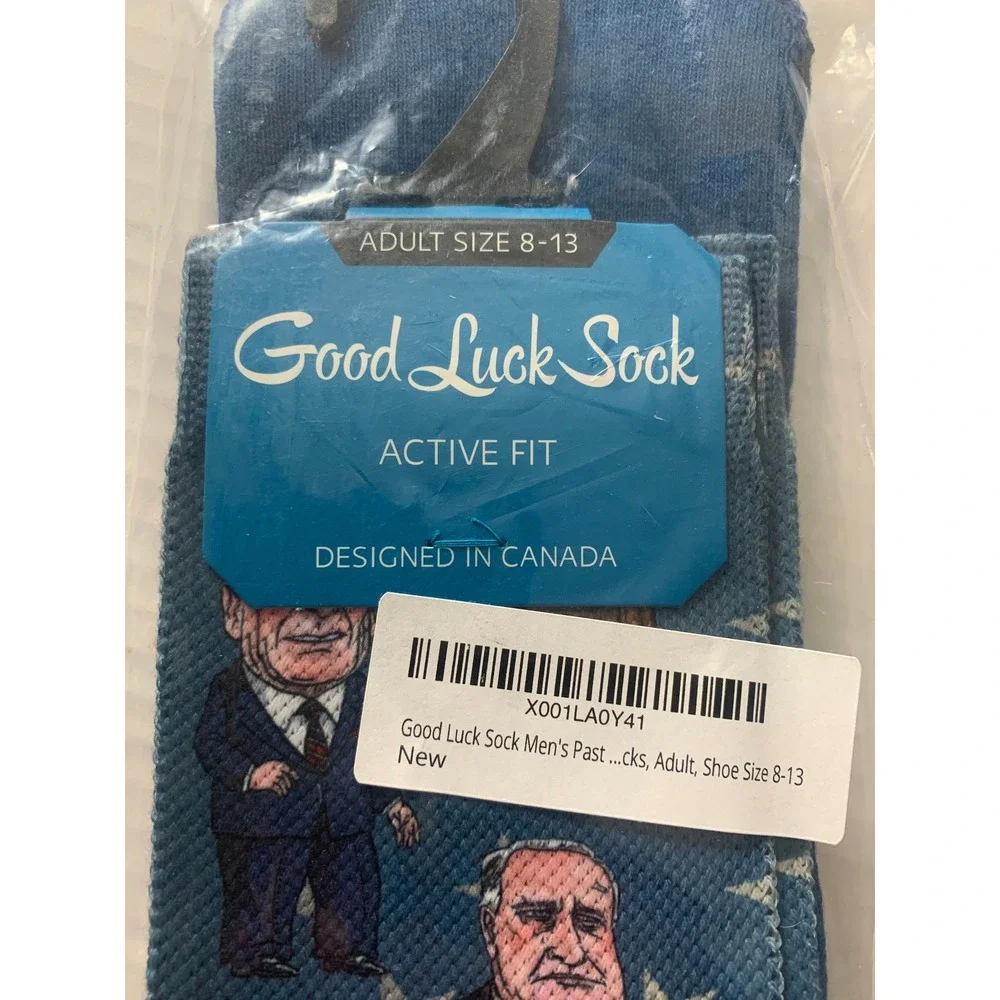 NEW Good Luck Sock Mens Past Presidents of United States Blue‎ Crew Size 8-13