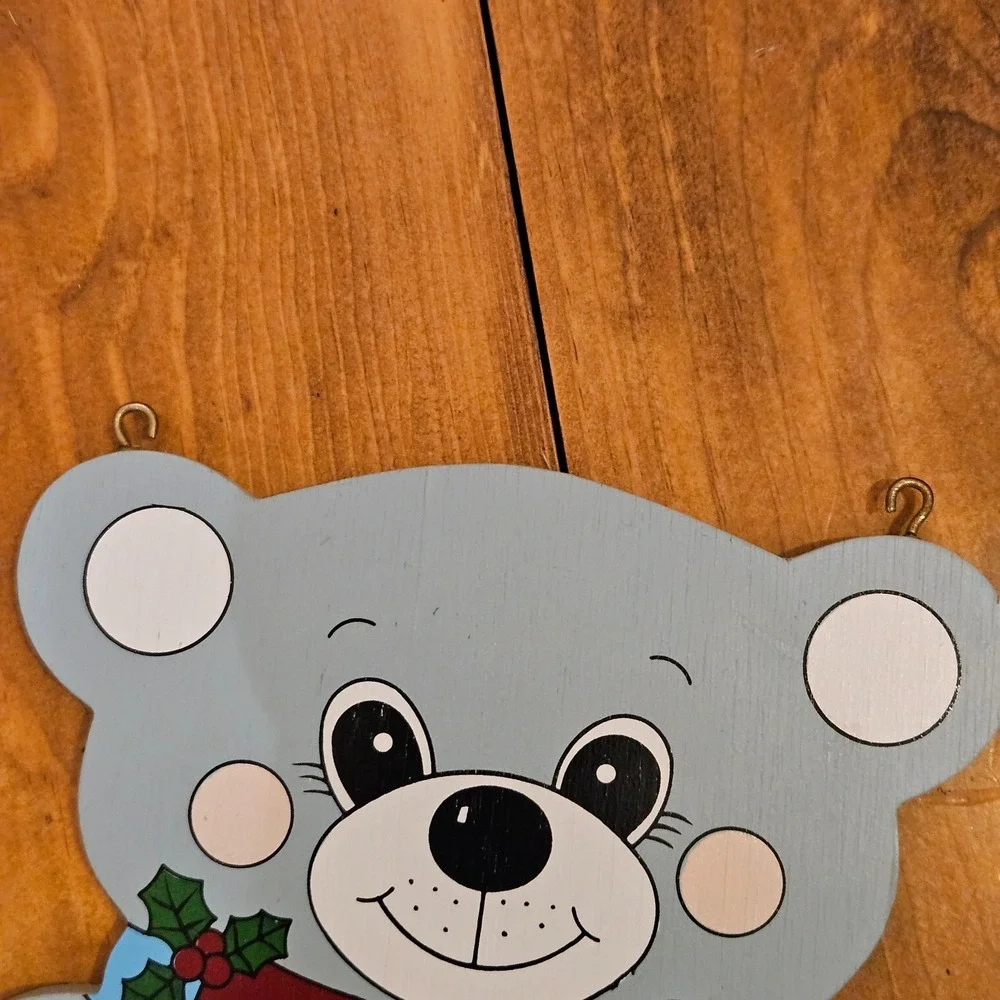 Vintage House of Lloyd Beary Christmas Greeting‎ Wooden Wall Hanging Bear w/ Box